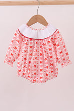 Load image into Gallery viewer, Red heart bow smocked bubble