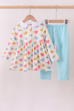 Load image into Gallery viewer, Blue heart print pocket pants set