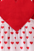 Load image into Gallery viewer, Red heart applique ruffle jumpsuit set