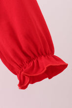 Load image into Gallery viewer, Red heart applique ruffle jumpsuit set