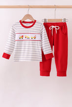 Load image into Gallery viewer, Red stripe construction embroidery pants set