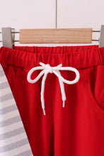Load image into Gallery viewer, Red stripe construction embroidery pants set
