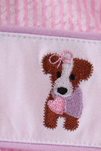 Load image into Gallery viewer, Pink puppy embroidery seersucker bubble