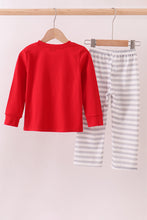 Load image into Gallery viewer, Red construction embroidery stripe pants set