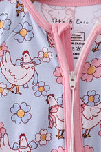 Load image into Gallery viewer, Blue chicken floral print pajama romper