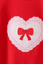 Load image into Gallery viewer, Red heart bow applique ruffle bubble