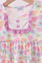 Load image into Gallery viewer, Purple heart print ruffle pants set