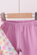 Load image into Gallery viewer, Purple heart print ruffle pants set