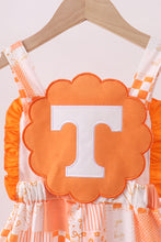 Load image into Gallery viewer, Orange Tennessee patchwork ruffle jumpsuit