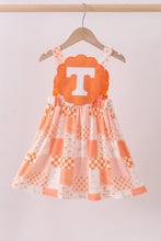 Load image into Gallery viewer, Orange Tennessee applique patchwork ruffle dress