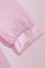 Load image into Gallery viewer, Pink clover applique seersucker dress