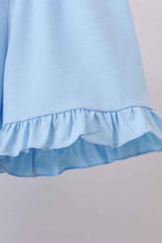 Load image into Gallery viewer, Blue I love MOMMY embroidery ruffle shorts set