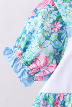 Load image into Gallery viewer, Blue I love MOMMY embroidery ruffle dress