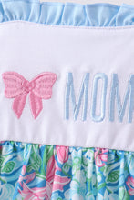 Load image into Gallery viewer, Blue I love MOMMY embroidery ruffle dress