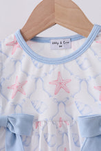 Load image into Gallery viewer, Blue starfish shell ruffle bloomer set