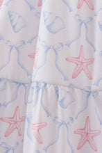 Load image into Gallery viewer, Blue starfish shell tiered women dress