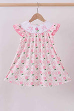 Load image into Gallery viewer, Pink bow hydrangea smocked dress