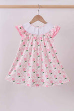 Load image into Gallery viewer, Pink bow hydrangea smocked dress