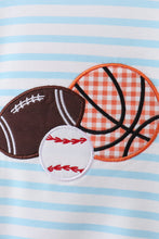 Load image into Gallery viewer, Blue stripe sports Trio applique pants set