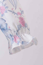 Load image into Gallery viewer, Blue bow floral smocked bubbe