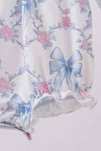 Load image into Gallery viewer, Blue bow floral smocked bubbe