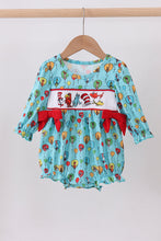Load image into Gallery viewer, Mint Dr. Seuss smocked bow bubble