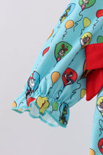Load image into Gallery viewer, Mint Dr. Seuss smocked bow bubble