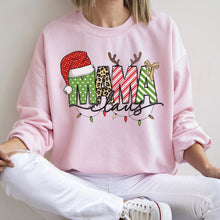Load image into Gallery viewer, Mama Claus, Santa, Plaid, Leopard Print, Christmas Sweatshirt