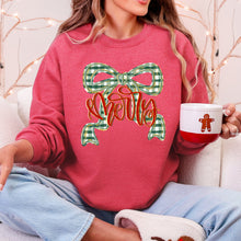 Load image into Gallery viewer, Merry Bow, Christmas Ribbon, Retro, Santa Sweatshirt