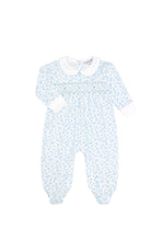 Load image into Gallery viewer, Blue Cheetah Print Smocked Footie