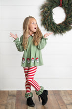 Load image into Gallery viewer, Green Candy Cane Stripe Santa Pant Set