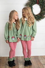 Load image into Gallery viewer, Green Candy Cane Stripe Santa Pant Set