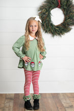 Load image into Gallery viewer, Green Candy Cane Stripe Santa Pant Set