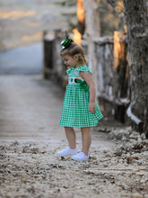 Load image into Gallery viewer, St. Patrick's Day Girls Shamrock Smocking Embroidery Dress