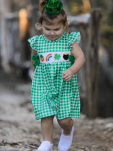 Load image into Gallery viewer, St. Patrick's Day Girls Shamrock Smocking Embroidery Dress