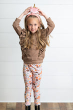 Load image into Gallery viewer, Chocolate Floral Ruffle Sweater Pant Set