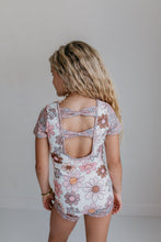 Load image into Gallery viewer, Tan Floral Shortie Leotard