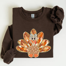 Load image into Gallery viewer, Thanksgiving Turkey, Orange, Cute, Painted, Autumn, Fall Sweatshirt
