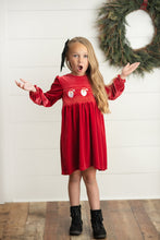Load image into Gallery viewer, Santa Smocked Velvet Dress