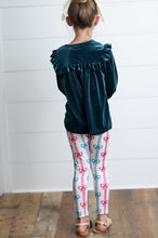 Load image into Gallery viewer, Velvet Teal Coquette Bow Pant Set