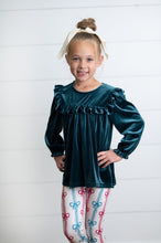 Load image into Gallery viewer, Velvet Teal Coquette Bow Pant Set