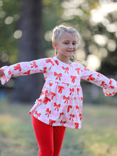 Load image into Gallery viewer, Baby Girls Valentine’s Bow Print Long Sleeve Ruffle Set