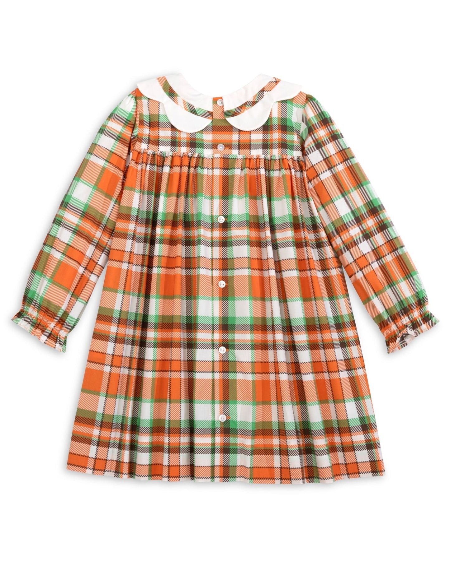 Autumn Plaid Scalloped Bishop Collar Dress - Abbies Place