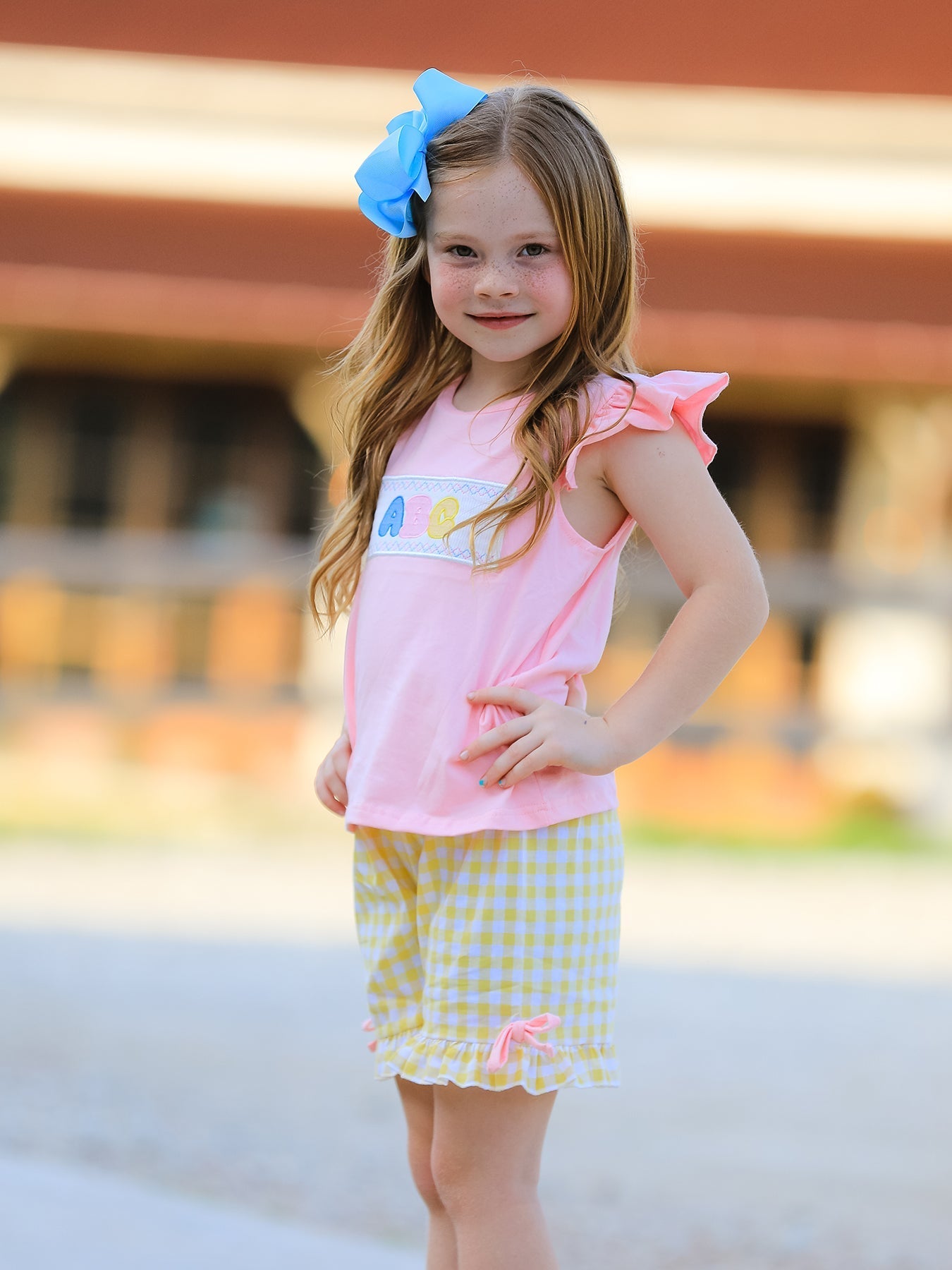 Back To School Girls "ABC" Embroidered Ruffle Set - Abbies Place