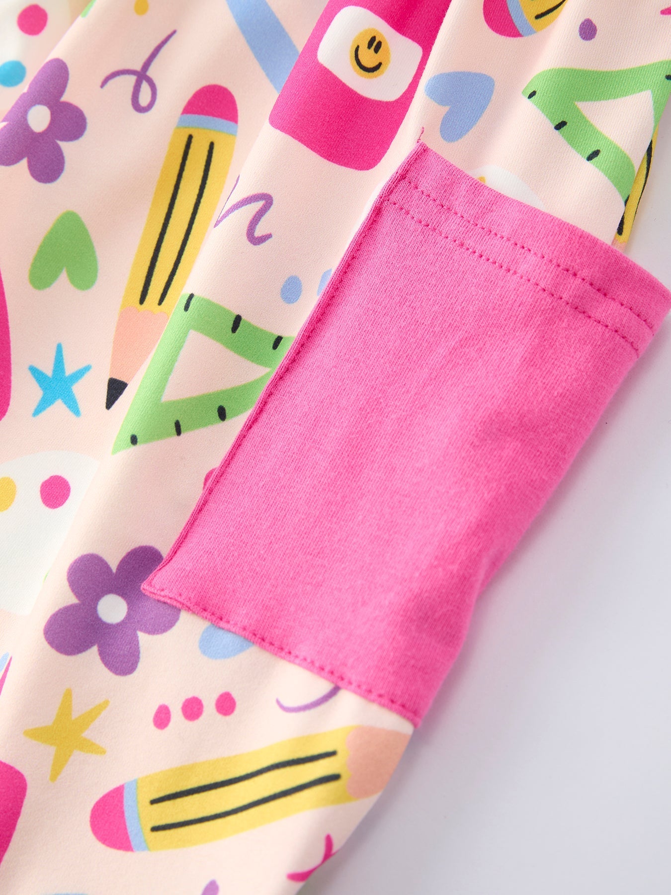 Back to School Print Girls Dress Short Sleeve Pocket - Abbies Place