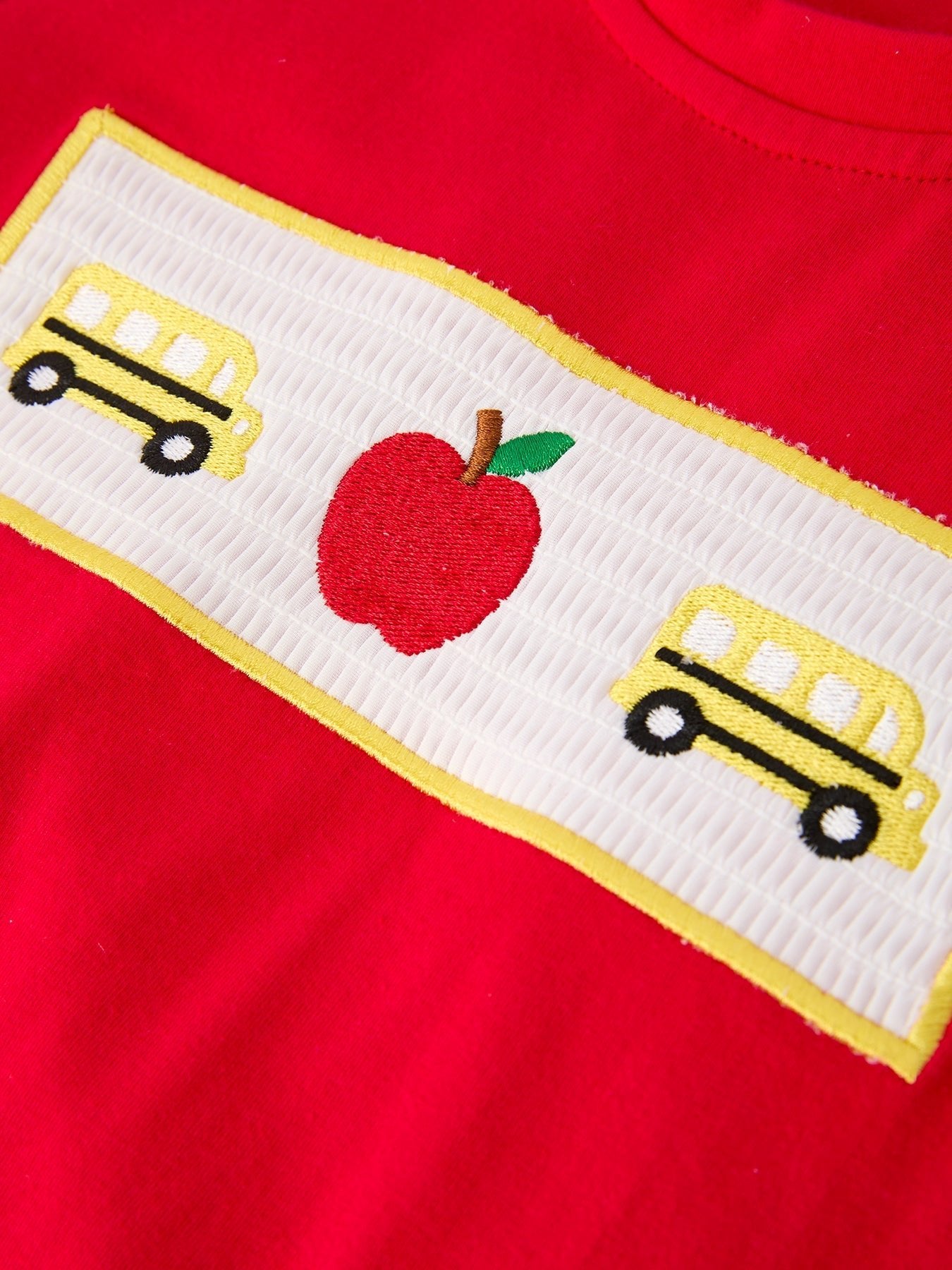 Back To School School Bus Boys Set Red Plaid Shorts - Abbies Place