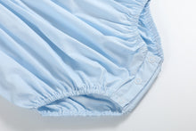 Load image into Gallery viewer, Blue and Pink Bow Smocked Romper