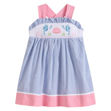 Load image into Gallery viewer, Blue and Pink Ocean Smocked Sundress
