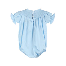 Load image into Gallery viewer, Blue and White Smocked Bubble Romper