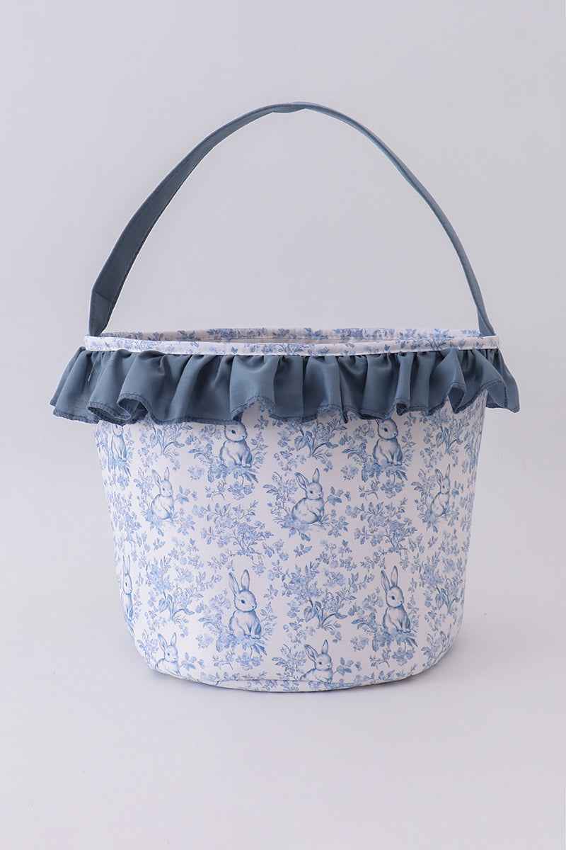 Blue bunny floral ruffle basket - Abbies Place